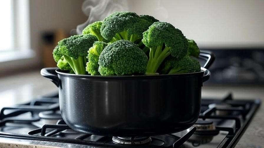 Steaming broccoli crowns to preserve nutrients in plant-based cooking 
