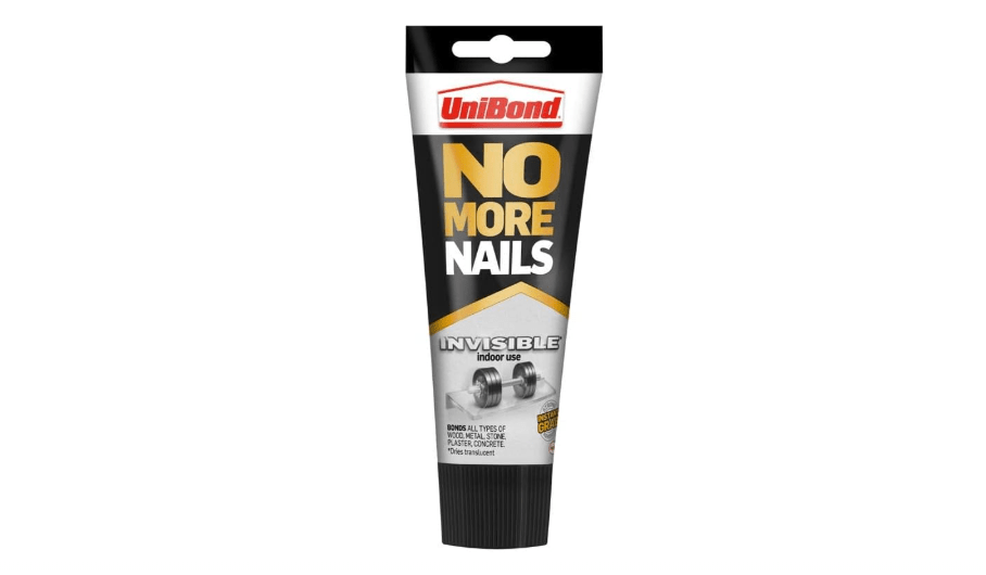 UniBond No More Nails Invisible, Heavy-Duty Clear Glue, Strong Glue for Wood, Ceramic, Metal and More, Instant Grab Mounting Adhesive, 1 x 184g Tube