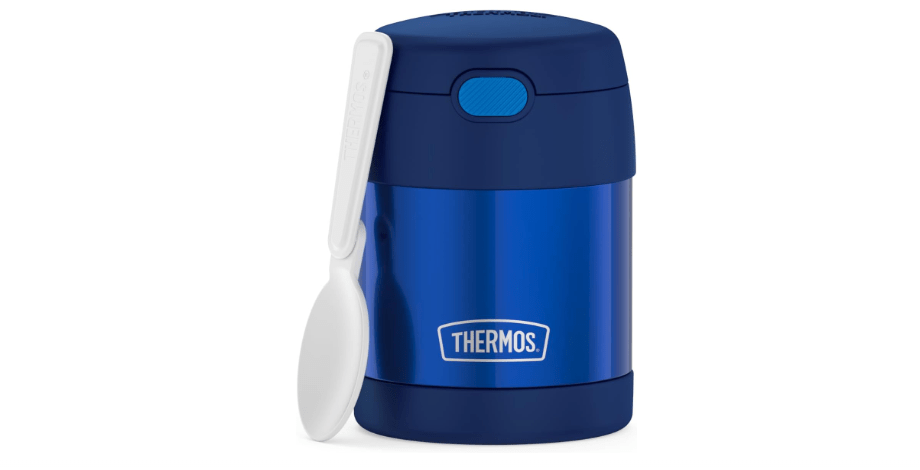  THERMOS FUNTAINER 10 Ounce Stainless Steel Vacuum Insulated Kids Food Jar with Folding Spoon, Navy