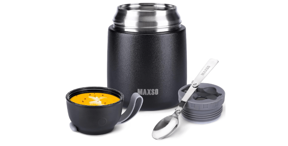  MAXSO Soup Thermo for Hot & Cold Food for Adults Kids, 17 oz Vacuum Insulated Steel Lunch Container Bento Box with Spoon, Leakproof Thermal Food Jar for...