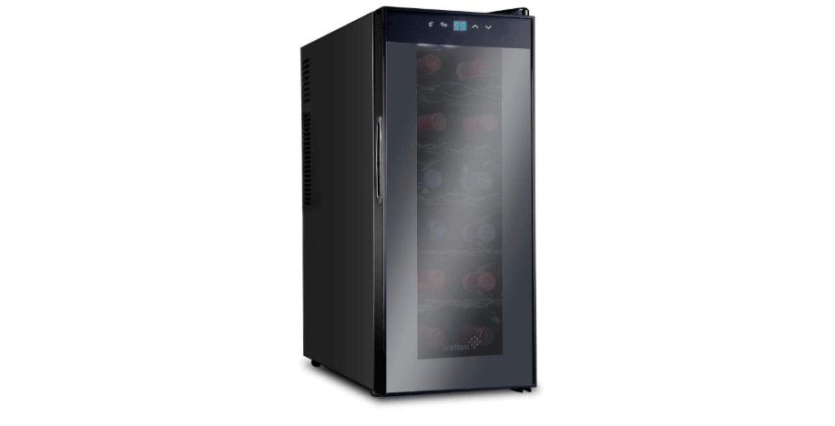 Ivation 12 Bottle Red And White Wine Thermoelectric Wine Cooler/Chiller Counter Top Wine Cellar with Digital Temperature Display, Freestanding Refrigerator...