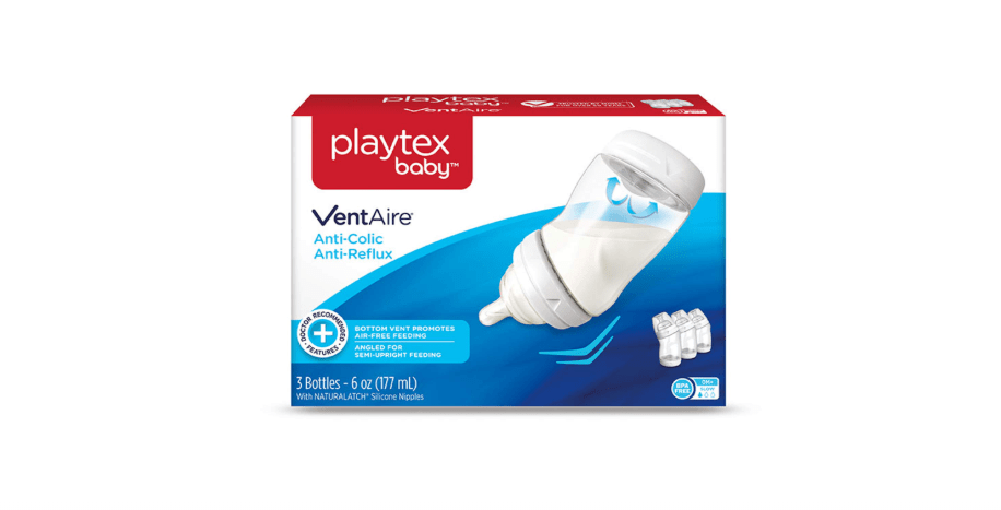 Playtex Baby VentAire Bottle, Helps Prevent Colic and Reflux, 6 Ounce Bottles, 3 Count