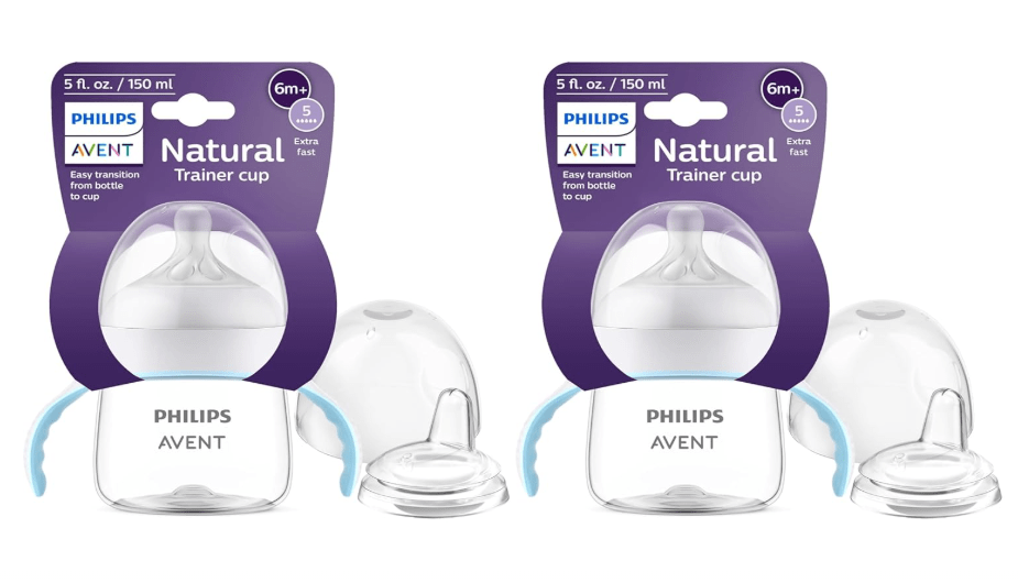 Philips Avent Natural Trainer Sippy Cup with Natural Response Nipple and Soft Spout, 5oz, 1pk, SCF263/01 (Pack of 2)
