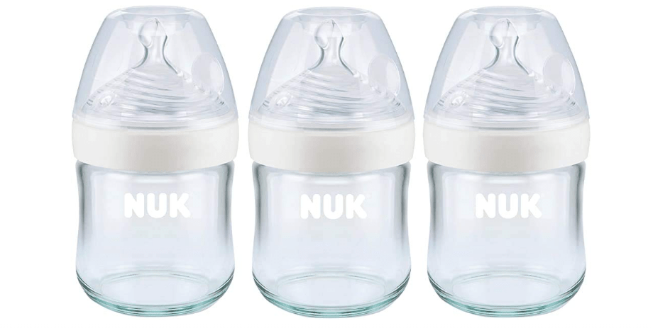 NUK Simply Natural Glass Baby Bottles, 4 oz, 3 Pack