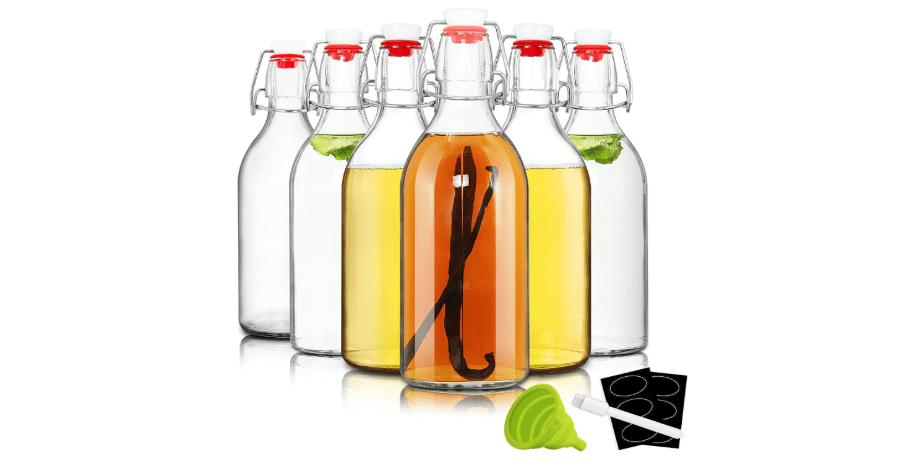 YEBODA 16oz Swing Top Bottles -Glass Beer Bottle with Airtight Rubber Seal Flip Caps for Home Brewing Kombucha,Beverages,Oil,Vinegar,Water,Soda,Kefir (6...