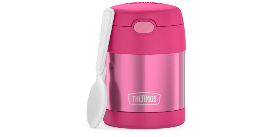  THERMOS FUNTAINER Insulated Food Jar, 10 Ounce, Kid Friendly Food Jar with Foldable Spoon, Pink