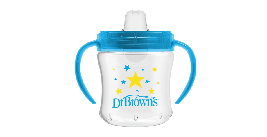 Dr. Brown's Milestones Soft Spout Sippy Cup with Handles, Blue Star, BPA-Free, 6 oz/180 mL, 6m+