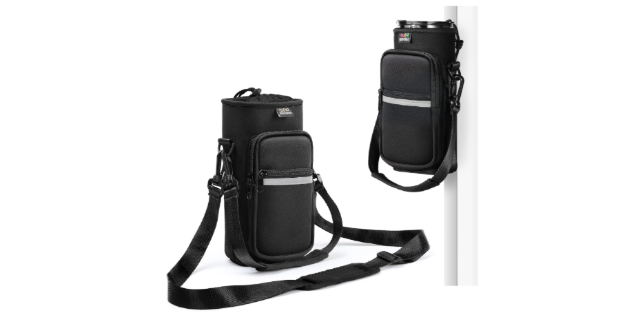  Nuovoware Water Bottle Carrier Bag,25oz/40oz/64oz Bottle Pouch Holder,Adjustable Shoulder Hand Strap 2 Pocket Sling Neoprene Sleeve Sports Accessories for...