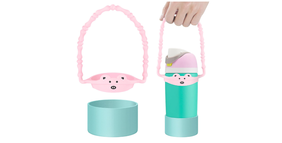  Vmini Silicone Boot with Bottle Strap Set for Owala Accessories, Water Bottle Carrier Strap Compatible with Owala Kids 16/14 oz, Anti-Slip Bottom Protective...