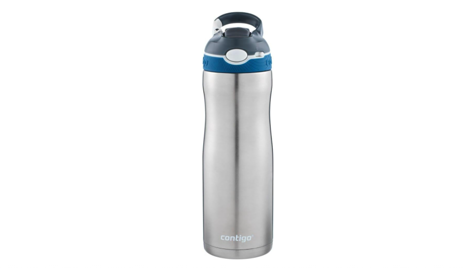  Contigo Ashland Chill Autospout Water Bottle with Flip Straw, Stainless Steel Thermal Drinking Bottle,Leakproof,Grey, BLue, 590 ml
