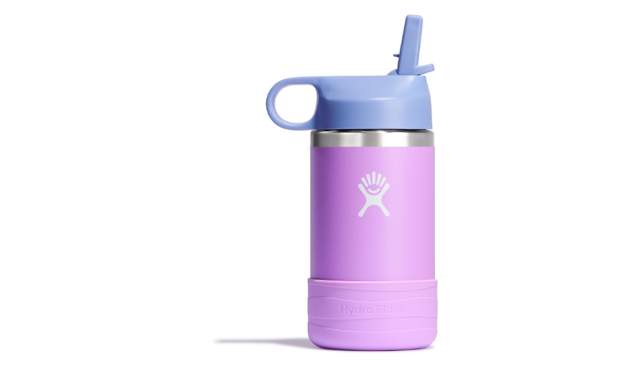 Hydro Flask Kids Water Bottle for School - Stainless Steel and Insulated with Straw Cap - 12 Oz in Anemone Purple