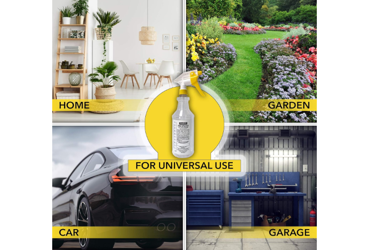  HARRIS Professional Spray Bottle 32oz (3-Pack), All-Purpose for Cleaning and Plants with Clear Finish, Pressurized Sprayer, Adjustable Nozzle and Measurements