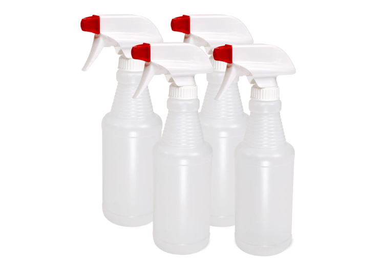  Pinnacle Mercantile Plastic Spray Bottles USA Made 4 Pack 16 oz Leak Proof Empty Refillable Mist/Stream for Cleaning Solutions, Plants, Hair, Bleach