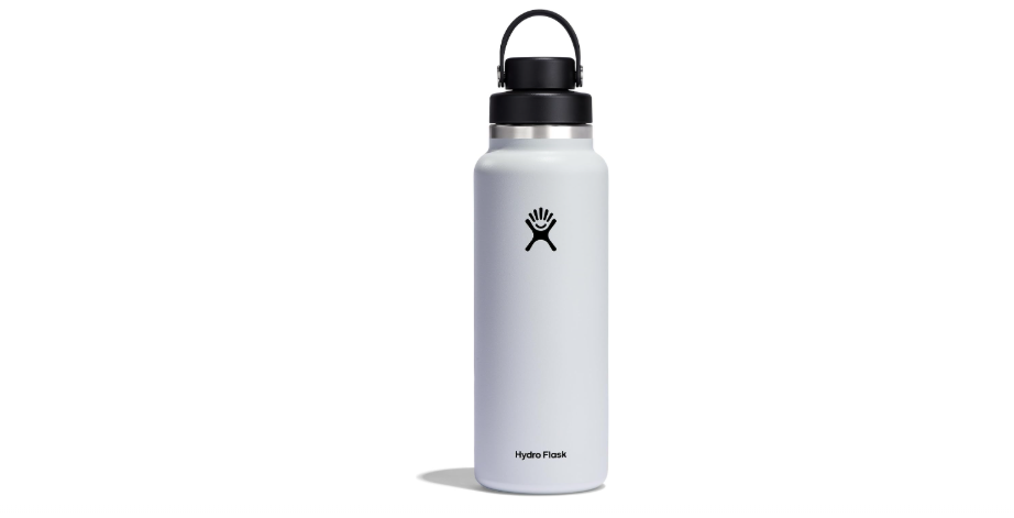 Hydro Flask Water Bottle - Insulated Stainless Steel - Wide Mouth Chug Lid, Non Spill, Leakproof in 40 Oz White