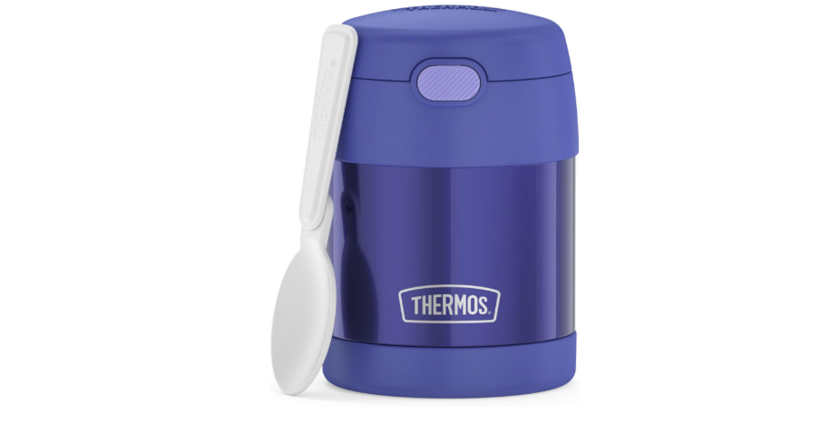  THERMOS FUNTAINER Insulated Food Jar, 10 Ounce, Kid Friendly Food Jar with Foldable Spoon, Purple
