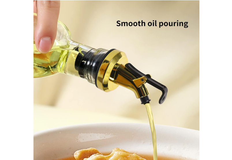  Aminno 12 PCS Gold Oil Dispenser Spout Olive for Bottle Stopper Spout Cap Leakproof for Oil Vinegar Olive Salad Wine Set
