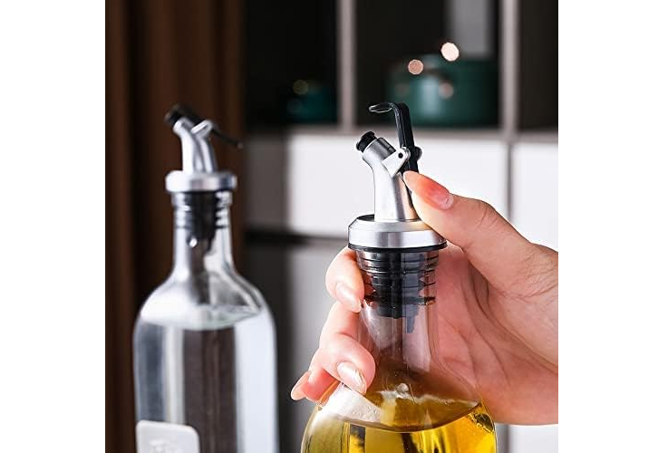  10 Pack Oil Spouts, Olive Oil Vinegar Bottle Stopper Dispenser with Tube Brush, Leakproof Bottle Spouts for Salad, Sauce, Soy, Etc