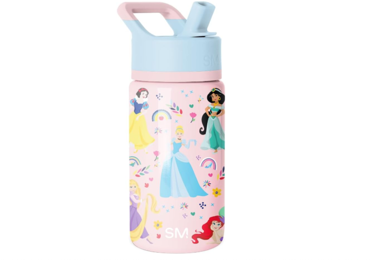  Simple Modern Kids Summit Water Bottle with Straw Lid | Disney Princess 14oz Stainless Steel Cup Insulated Tumbler for Girls, School | Princess Rainbows