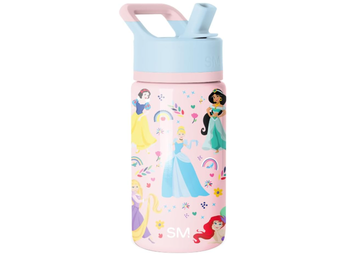  Simple Modern Kids Summit Water Bottle with Straw Lid | Disney Princess 14oz Stainless Steel Cup Insulated Tumbler for Girls, School | Princess Rainbows