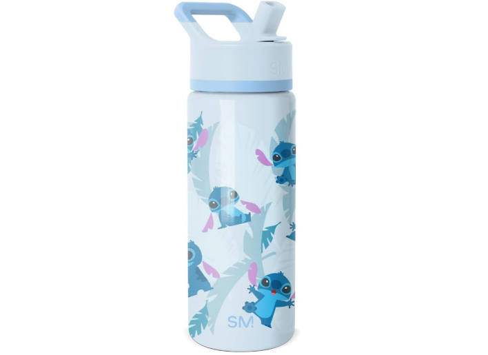  Simple Modern Kids Summit Water Bottle with Straw Lid | Disney Stitch 18oz Stainless Steel Cup Insulated Tumbler for Girls, Boys, School | Tropical Stitch