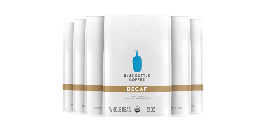 Blue Bottle Whole Bean Organic Coffee, Decaf, Medium Roast, 12 Ounce bag (Pack of 6)