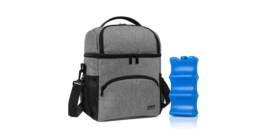 Teamoy Breastmilk Cooler Bag with Ice Pack, Fits 6 Baby Bottles Up to 9 Ounce Bottle Bag, Upright Bottle Cooler with Strap for Nursing Mom Daycare, Gray