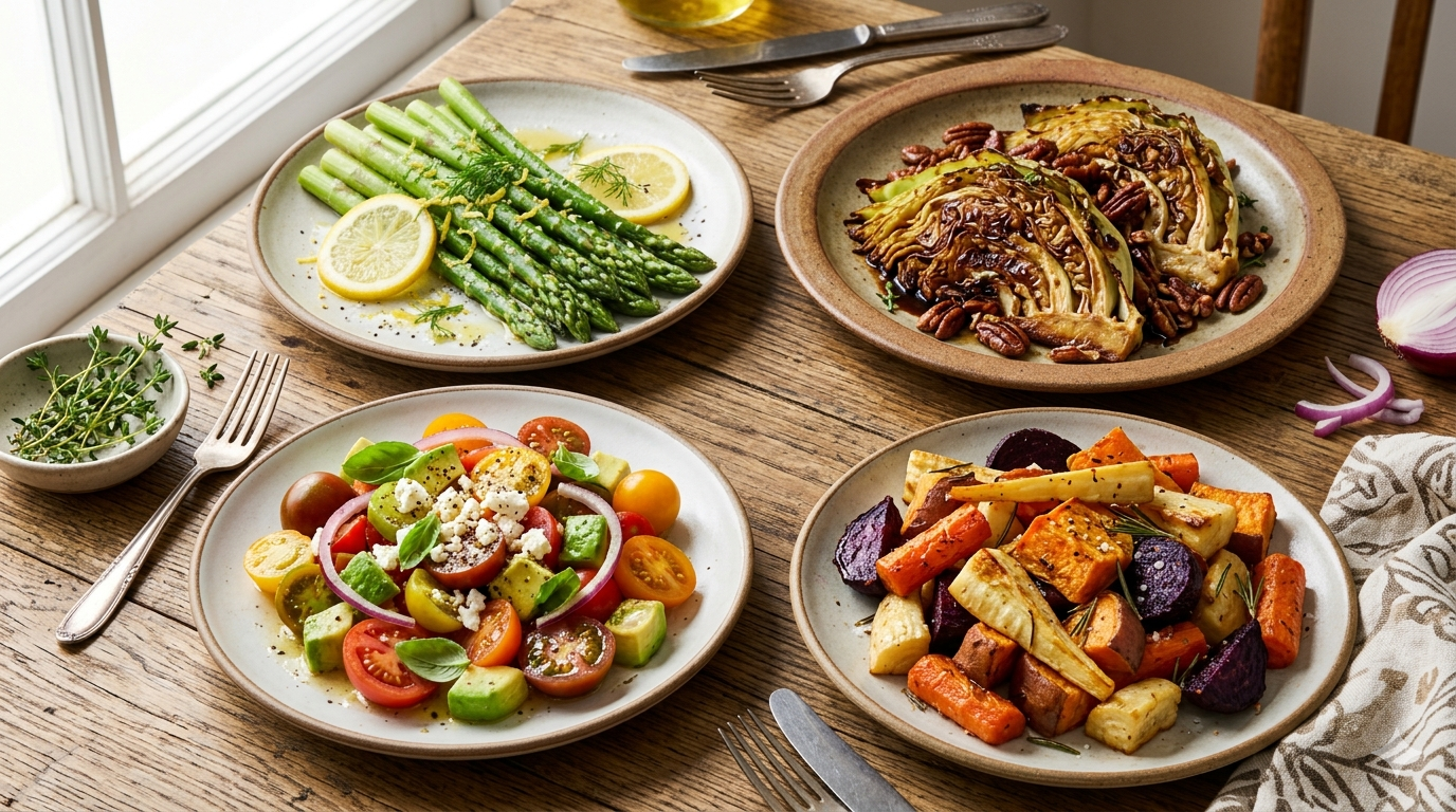 Seasonal plant-based vegetable sides perfectly paired with chicken and dumplings