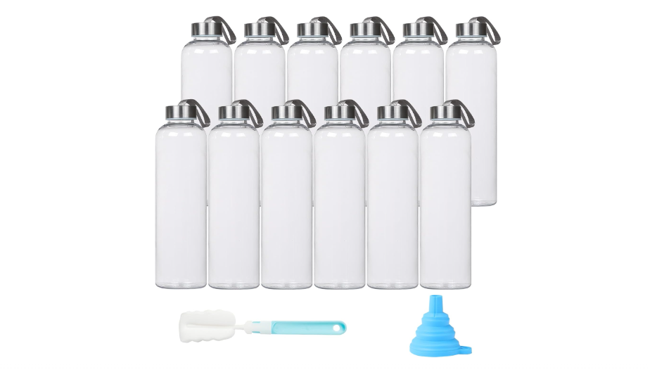  Naivees 27 Oz Water Bottle Clear Plastic bottles Reusable Leak-Proof Seal Bottle with Stainless Steel Lids and Cleaning Brush for Fitness,Sports,Travel (12)