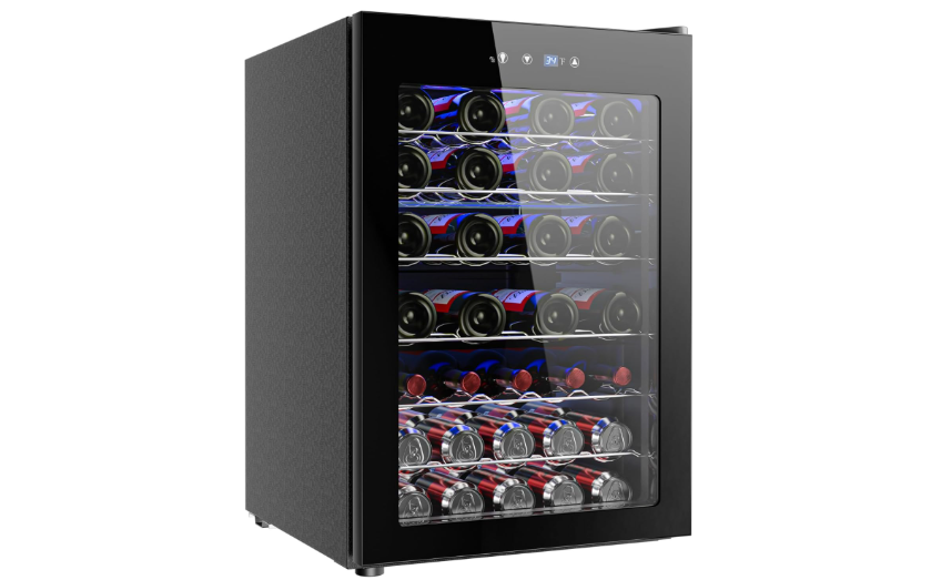  EUHOMY 45 Bottle Wine Cooler Refrigerator, Small Wine Fridge for Red, White and Champagne, 4.5 Cu.ft Mini Fridge with Adjust Temperature, Black