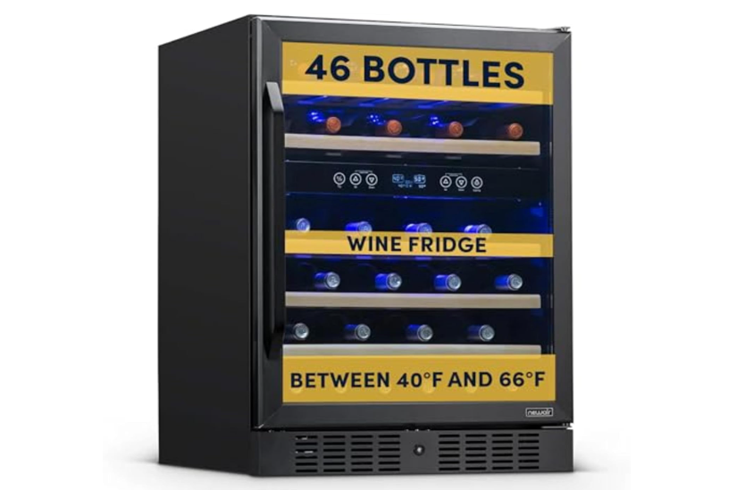  NewAir 24" Dual Zone Wine Fridge for 46 Bottles | Built-In or Freestanding Wine Cooler Refrigerator with Glass Door | Quiet Cooling & Adjustable.