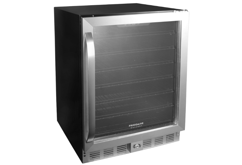  Frigidaire, 24" Wide 5.1 Cu Ft Capacity, Built-in Under Counter Beverage Fridge, Glass Front