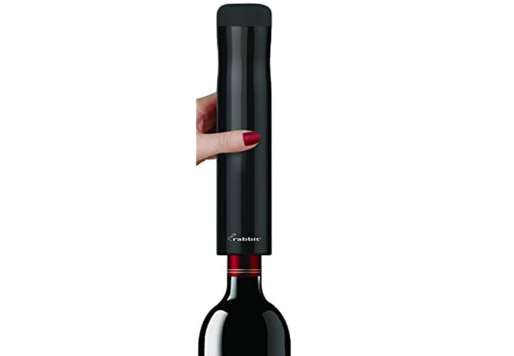 Rabbit Automatic Electric Corkscrew Wine Opener, Cordless Rechargeable, One-Touch Operation, Sleek Shiny Black Finish, Easy to Use for Wine Lovers