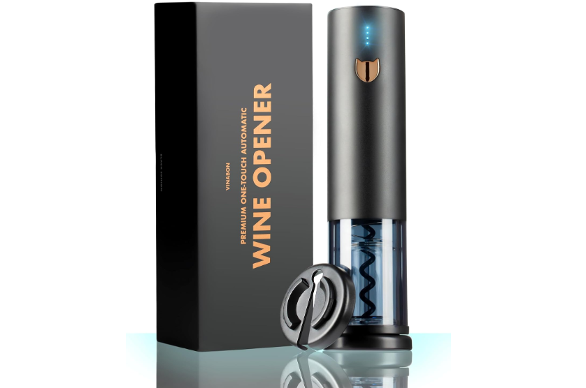 VINABON Electric Wine Opener - Updated 2026 One-Touch Automatic Wine Bottle Opener Corkscrew - Rechargeable (Up to 100 Bottles/Charge) with Foil Cutter.