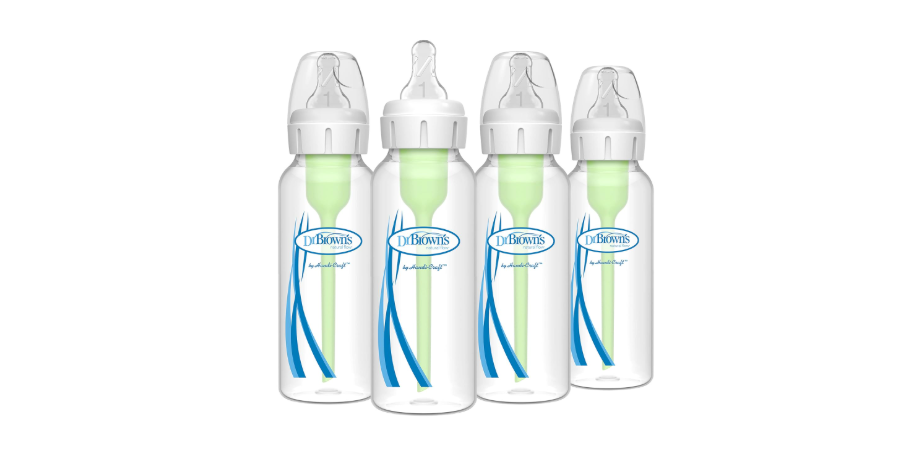
Dr. Brown's Natural Flow Anti-Colic Options+ Narrow Baby Bottle, 8 oz/250 mL, with Level 1 Slow Flow Nipples, 0m+, 4 Pack