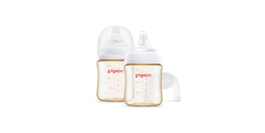 
Pigeon PPSU Nursing Baby Bottle Wide Neck, Anti-Colic, Streamlined Body, Natural Feel, Easy to Clean, 5 Oz (Pack of 2), Includes 2pcs SS Nipples (0m+)