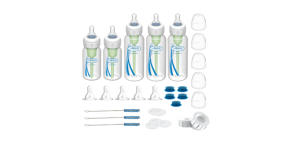 
Dr. Brown's Specialty Feeding System Starter Kit, Narrow Baby Bottles, Infant-Paced Feeding Valve, Oral Feeding Solution for Infants with Cleft Lip,...