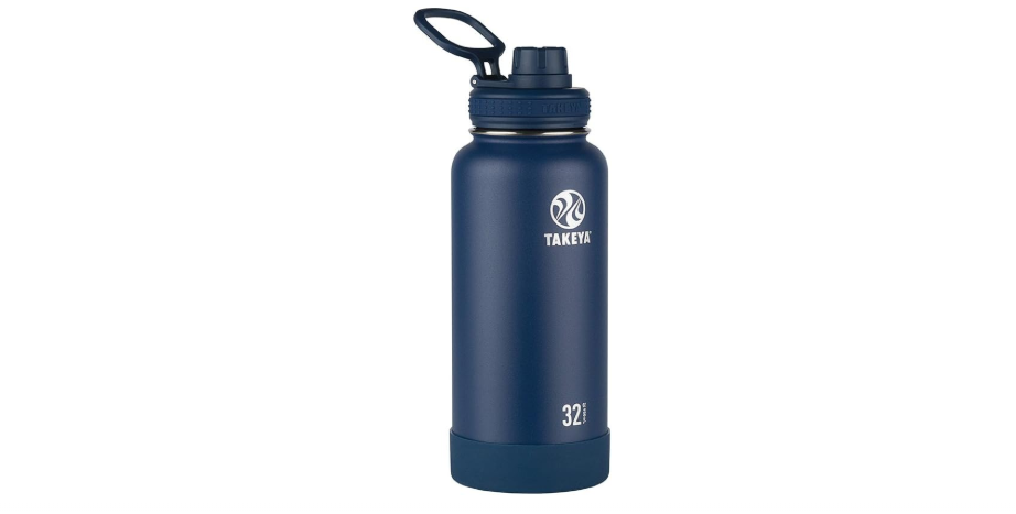 Takeya Actives Insulated Stainless Steel Water Bottle with Spout Lid, 32 Ounce, Midnight