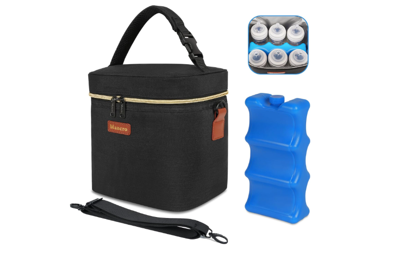 
Mancro Breastmilk Cooler Bag with Ice Pack, Fits 6 Baby Bottles Up to 9 Ounce Insulated Baby Bottle Bag, Breast Milk Cooler on The go with Strap, Bottle