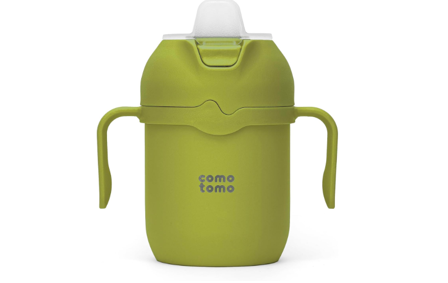 Comotomo Toddler Tumbler 8oz Insulated Sippy Cup with Silicone Straw and Spout, Green 