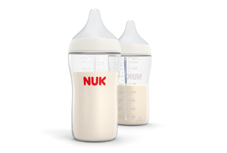 NUK Perfect Match 2-in-1 Natural and Anti-Colic 8oz Bottle with Adaptable Medium Flow Nipple, 2 Pack
