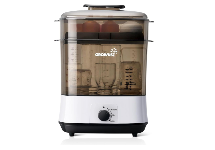 GROWNSY Adjustable 4 in 1 Large Bottle Sterilizer and Dryer, 8 Bottles Capacity,Electric Steam Baby Bottle Sterilizer, Sanitizer for Baby Bottles &...