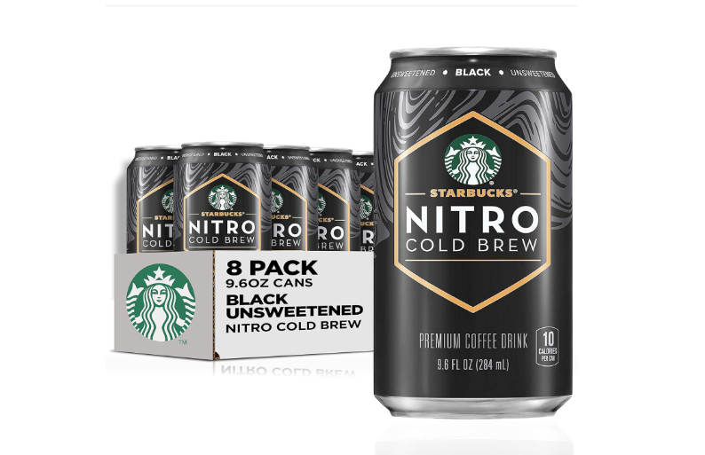 Starbucks - RTD Coffee Nitro Cold Brew, Black Unsweetened, 9.6 fl oz Cans (8 Pack), Iced Coffee, Cold Brew Coffee, Coffee Drink 