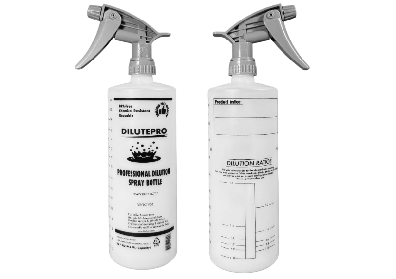32oz Dilution Spray Bottle with Printed Mixing Ratios – Chemical Resistant, Heavy-Duty Plastic, Easy Measure & Mix for Car Detailing, Cleaning, and Lawn...
