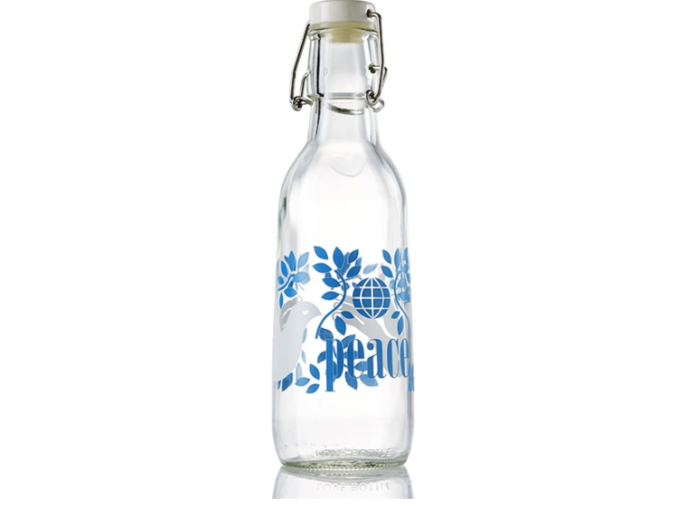 Love Bottle Glass Water Bottle (Peace), Made in USA, Reusable, Swing Lid, Non Toxic, BPA-Free, Zero Plastic, 500 ml 16.9 oz, Leak Proof, Fits Most Cup... 