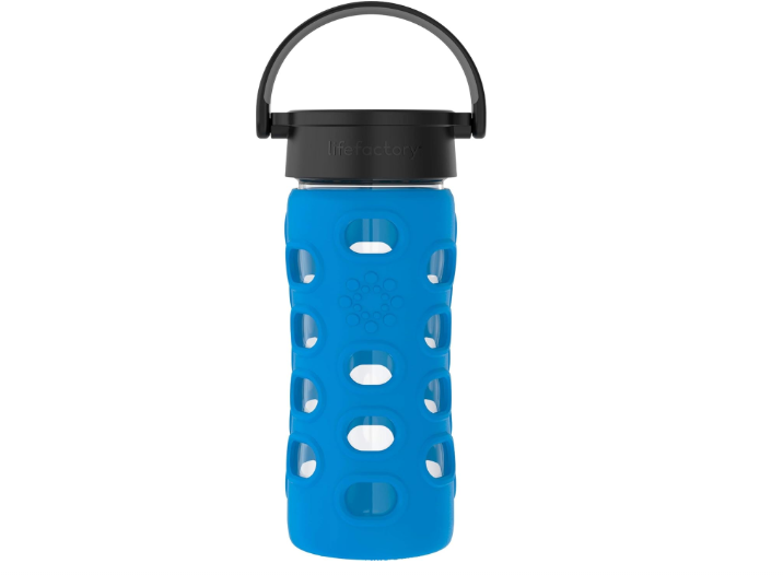 Lifefactory 12-Ounce BPA-Free Glass Water Bottle with Classic Cap and Protective Silicone Sleeve, Cobalt Blue 