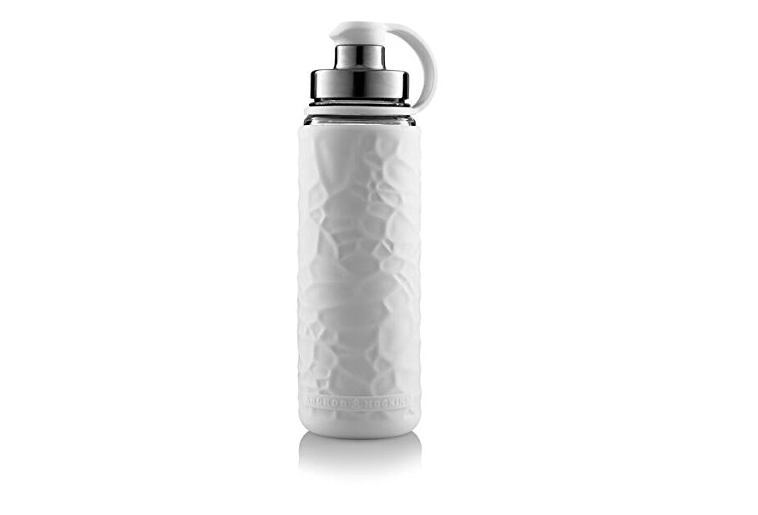 Anchor Hocking Life Durable Glass Water Bottle with Silicone Sleeve- 19.5 ounces, BPA-Free, Wide Mouth, Leak Proof Design , Snowcap -
