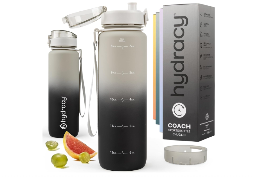 Hydracy Water Bottle with Time Marker -Large 32oz BPA Free Gradient Water Bottle - Leak Proof Gym Bottle with Fruit Infuser Strainer & Times to Drink... 