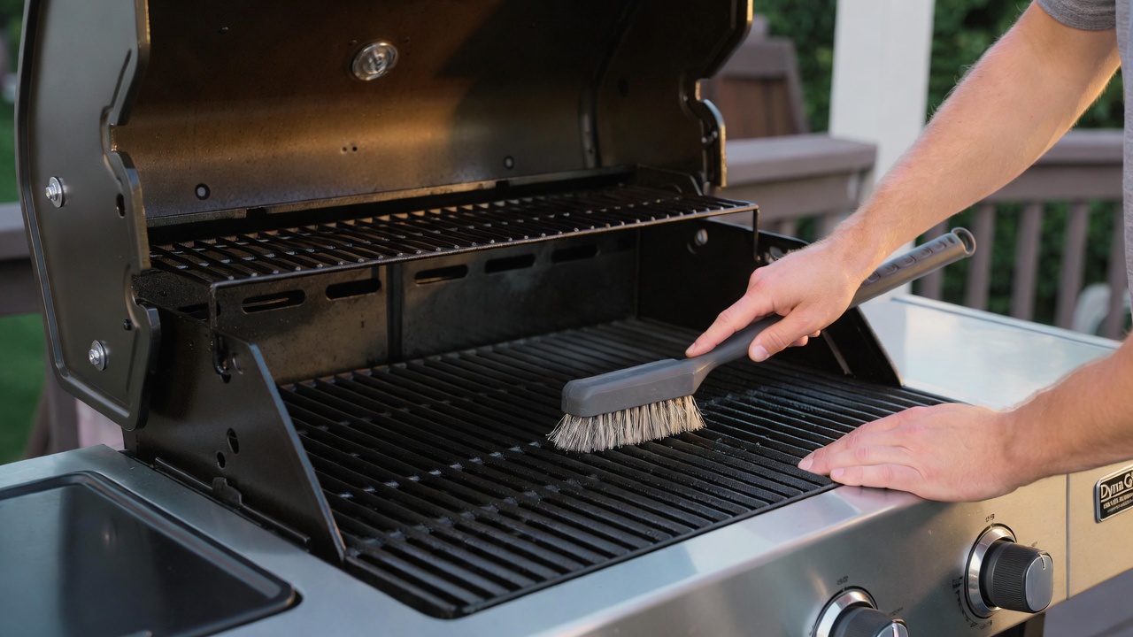 Cleaning Dyna-Glo grill grates after plant-based vegetable grilling session