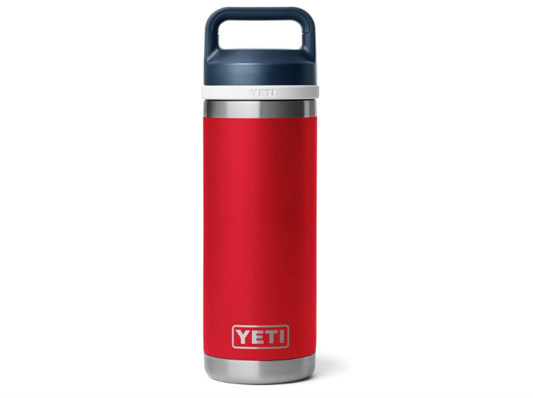 YETI Rambler 18 oz Bottle, Vacuum Insulated, Leakproof, Stainless Steel with Chug Cap, Rescue Red/White/Navy 
