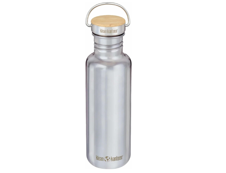 Klean Kanteen 27 oz Reflect Water Bottle with Bamboo Cap - Reusable Water Bottle - BPA-Free - Made with Stainless Steel & Food-Grade Silicone - Mirrored... 